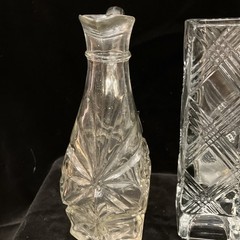 Lot Of Four 4 Pieces Crystal Bud Vase, Shaker, Toothpick Holder, Cruet (no lid)