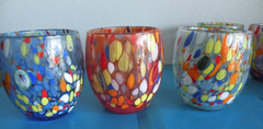Murano Art Glass Tumblers Set of 6 multicolor Confetti Made Italy G22
