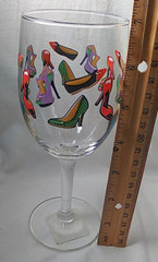 Set of 2 Wine Drinking Glasses Multicolor Handbags Shoes Fashionista 7″ Tall