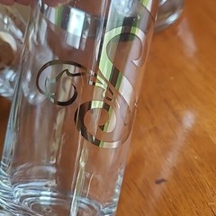 LOT 10 Band Platinum Highball Tumbler Glass Monogram Letter S Dorothy Thorpe