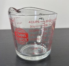 Vintage 4 Cup 1 Qt Anchor Hocking Glass Red Measuring Cup Oven Basics No. 499