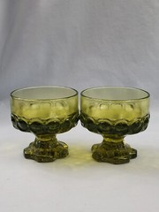 Vintage Tiffin Franciscan Madeira Olive Green Sorbet Sherbet Glass MCM Set/2 59
