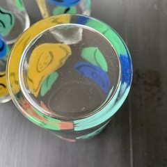 Vintage MCM Mod Floral 16oz Glasses Tumblers 6 1/4″ Set of 4 Boho Seventy vibes