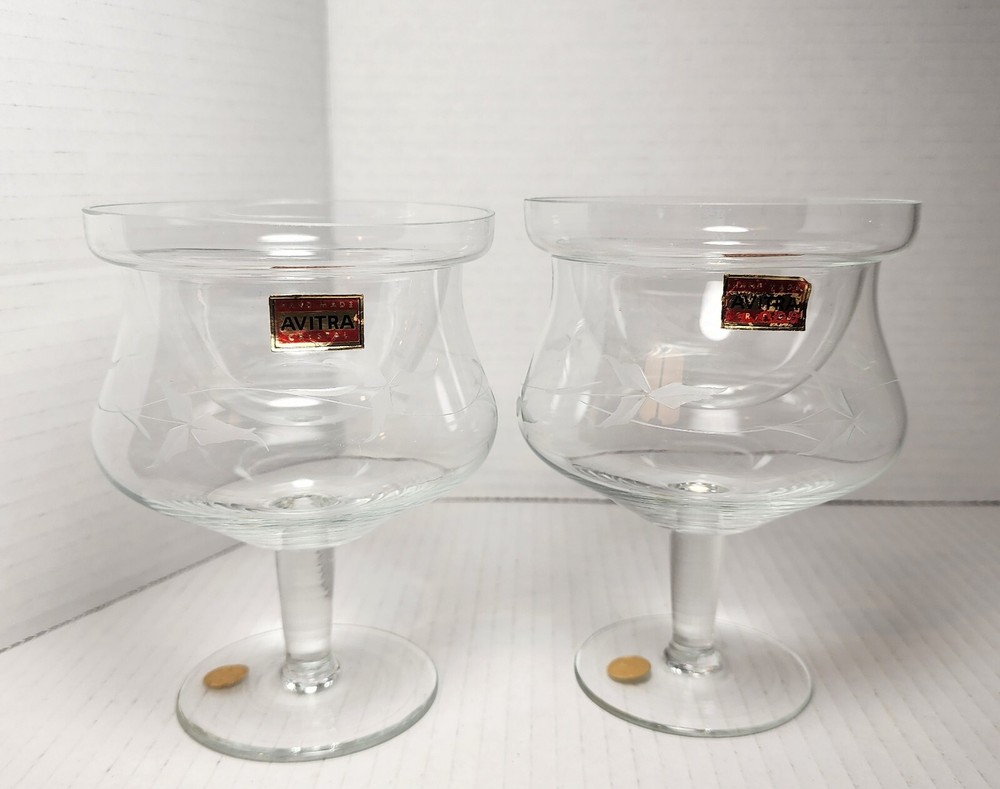 Vintage Avitra Crystal Shrimp Cocktail Set of 2 Chillers Caviar 1960’s Rare