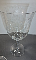 2 Needlepoint Etched Wine / Water Crystal Glasses «Leaves» by American Cut Rare