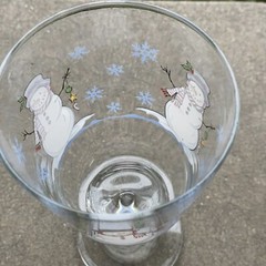 Libbey Cozy Snowman Goblet Glasses Christmas Winter Lot of 3