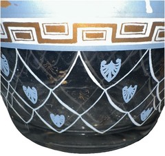 Vintage Cera Glass MCM “Etruscan Frieze” Blue And Gold Ice Bucket