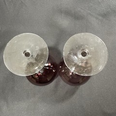 Mikasa Cheers Balloon Wine Glasses Goblets Purple Crystal Etched ~9” Set Of 2
