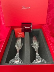 NIB FLAWLESS Stunning BACCARAT France Pair MASSENA Crystal CHAMPAGNE WINE FLUTES