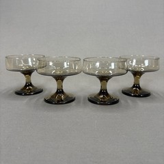 Libbey Tawny Accent Smoke Brown Champagne Glass Sherbet Dish 3 5/8″ Set of 4