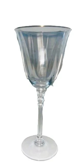 2005 Set 4 Mikasa Sonata Gold Crystal 8” Wine / Water Glasses w/Gold Rims 844