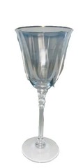 2005 Set 4 Mikasa Sonata Gold Crystal 8” Wine / Water Glasses w/Gold Rims 844