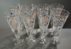 Set of 8 Vintage Libbey Royal Fern Tall Cocktail Glasses 1950s Mid-century
