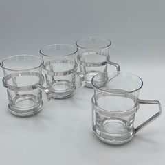 Gio Ponti Tea ESPRESSO Glass MCM SET 4 BERNDORF LUZERN Alpacca Swiss Mid-Century
