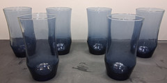 6 Vintage Libbey Apollo Dusky Blue Drinking Glasses Tumblers 5 3/8” Tall