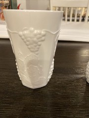 Indiana Colony Harvest Grape Milk Glass – Flat Juice Glass, 4 inch Set Of 2