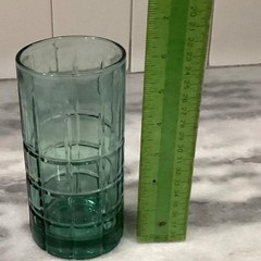 4 Vintage Anchor Hocking Tartan Manchester Tumbler Glasses Green 6″ *