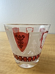 MCM Mid-Century Retro Barware Lowball Tumblers Red w/Gold Rim