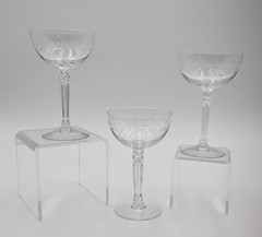 Vintage Holly Clear by Fostoria Crystal Champagne/Tall Sherbet Glasses Set of 3