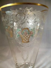 TIFFIN GLASS ARCADIAN CRYSTAL ENAMEL ENCRUSTED GOLD #185 10-OUNCE FOOTED TUMBLER