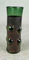 Felipe Derflingher Caged Imprisoned Green Drinking Glass 7-3/8 in Tall MCM