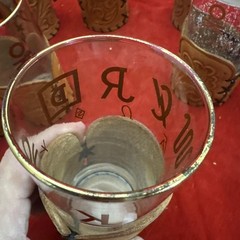 (8) 8oz Highball Glasses Leather Holder Western Cowboy Ranch Brand ML Leddy
