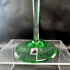 Czech Atelier Morava Stemware Yellow Red Green Art Glass Champagne Flute 11.75″