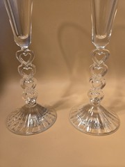 Vintage Cristal d’Arques Forever Heart Shape Stem Champayne Flutes Set-2 (EUC)