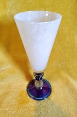 10″ Handblown Murano Glass Filigrana Goblet – Iridescent Cobalt Blue Base