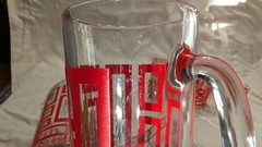 Vintage Jeanette Glass MCM Atomic Red Gold Black Starburst Set