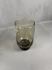 3 Libbey Glasses Tawny Smoke Brown Tumblers 5″ Vintage Purina
