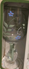 4 Cambridge Potteries Goblets LTD Hand Painted Leaves & Blue Flowers Water/Wine