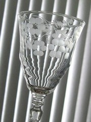 Set of 6 Libbey Rock Sharpe Cut Crystal Floral No 3005-4 Wine Glasses 6 7/8″