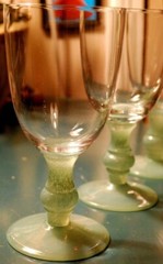 Vintage Set 3 ISABELLE GREEN Water Goblets Glasses VILLEROY & BOCH Jade 6 7/8″