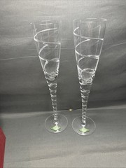 Shannon Crystal Champagne Flutes «Spiral/Aura Pattern» Set of Two