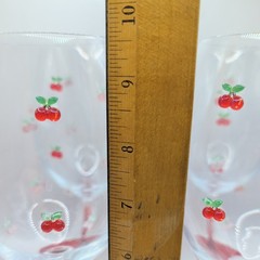 Summer Red Cherry Accents Handmade Wine Glass Set of 4 Girlfriend Party Whimsy