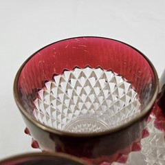 Indiana Ruby Flashed Diamond Point On The Rocks Old Fashion Glasses Vintage Bar