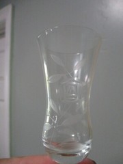 MCM Cut Crystal Rose Etched glass Cordial Flute Glasses 5» stemware bell top
