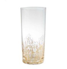 Gold Foil Wild Wheat Tumbler Glass ~ 14 oz ~ Single Glass