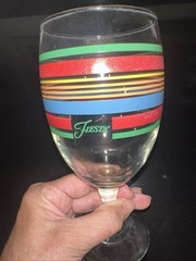Fiesta Water Goblets, Multicolor Striped Glasses, Mfg. by Llibbey