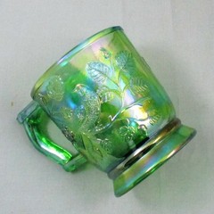 MOSSER ROBIN IN A TREE GREEN CARNIVAL GLASS MUG OHIO POLICE OLYMPICS