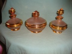 Fostoria 3 Piece Cologne Vanity Set – Pink W/Gold Gild