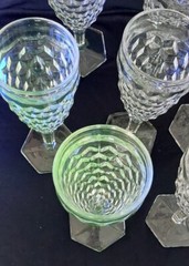 Vintage Fostoria American Clear 6 3/4 Inch Hex Foot Glasses Set Of 8