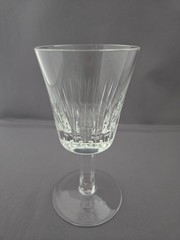 6 Fine Crystal English Wine Glasses Vertical & Oval Cut Multi Sided Stem Design