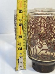 Prado Libbey Glass Company Brown Raised Swirl Tawny Smoked Glasses Set of 7