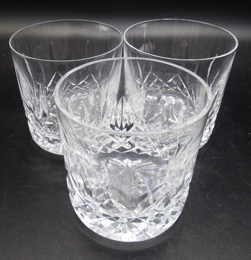 3 Waterford 3 3/8″ Crystal Rocks Glasses w/rounded bottom ….. EXC!!
