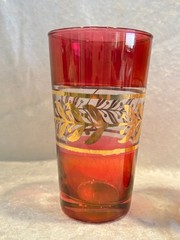 Vintage MCM Colorful Glasses with Gold Design, Choose From Red, Yellow, & Pink