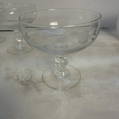 Set of 8 Princess House DessertDish4 1/2″HeritageEtchedCrystal 507 + Ice bucket
