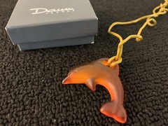 Orange Dolphin Necklace In Daum Crystal