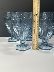 Fostoria Glass Co USA Moonstone Blue Iced Tea Glasses Set Of 5! Barware Vintage
